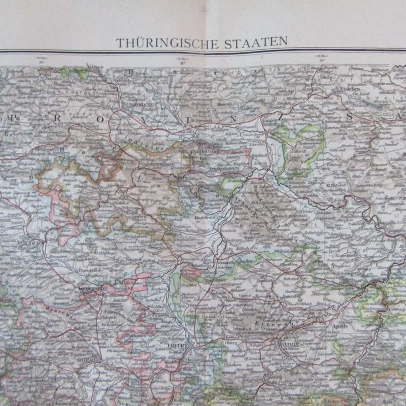 1901 Map of German Thuringia on A2 - Scaled 1 : 500 000