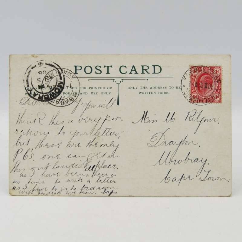 Swaziland postcard of the great USUTU river posted MBABAN to Mowbray - 1908 Rare