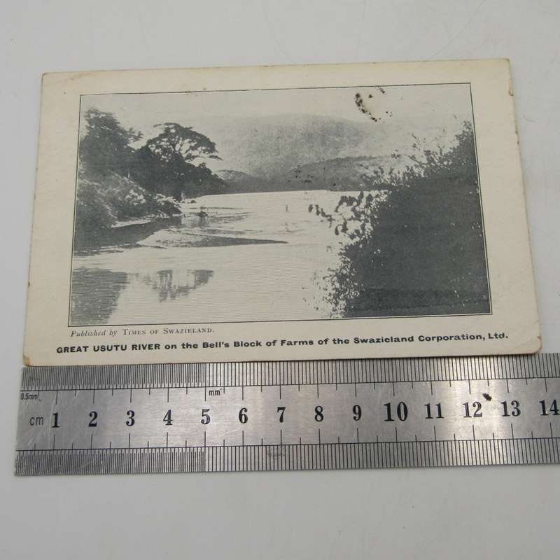 Swaziland postcard of the great USUTU river posted MBABAN to Mowbray - 1908 Rare