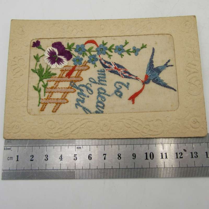Antique Embroidered postcard - To my dear girl