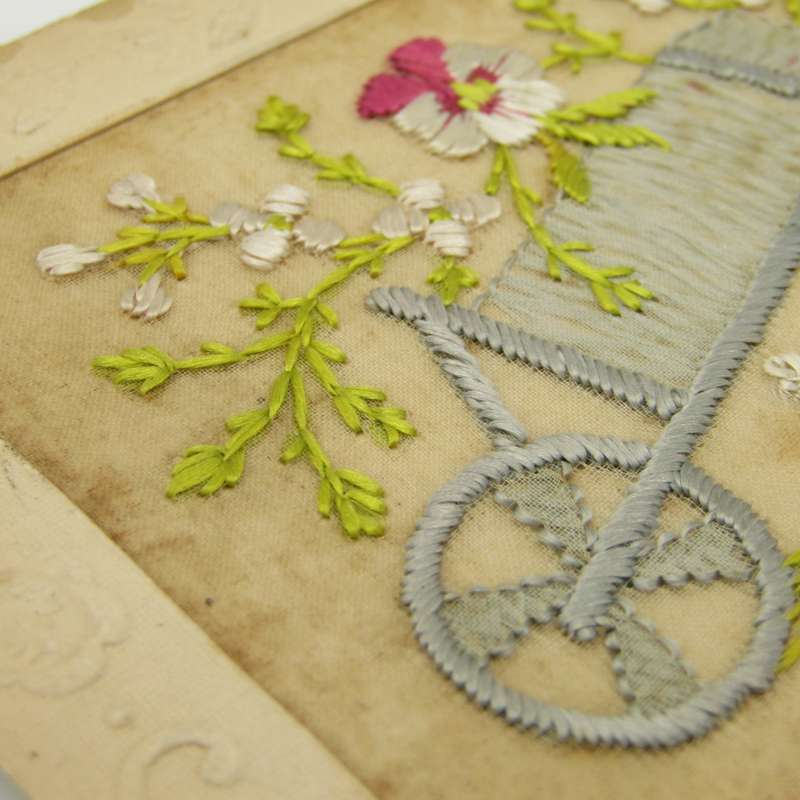 Antique embroidered postcard - My best Kisses
