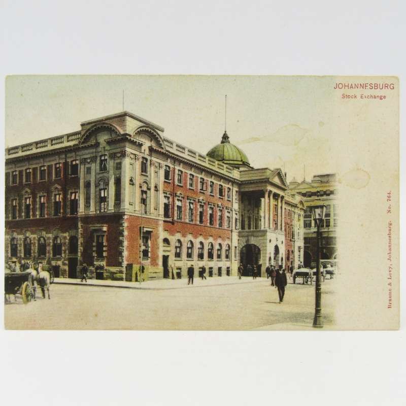 Antique postcard of the JSE - Johannesburg Stock Exchange