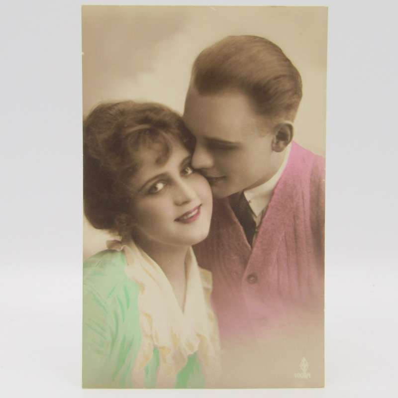 Pair of colorized photo postcards - antique