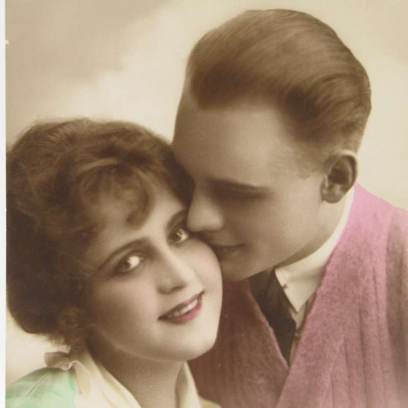 Pair of colorized photo postcards - antique