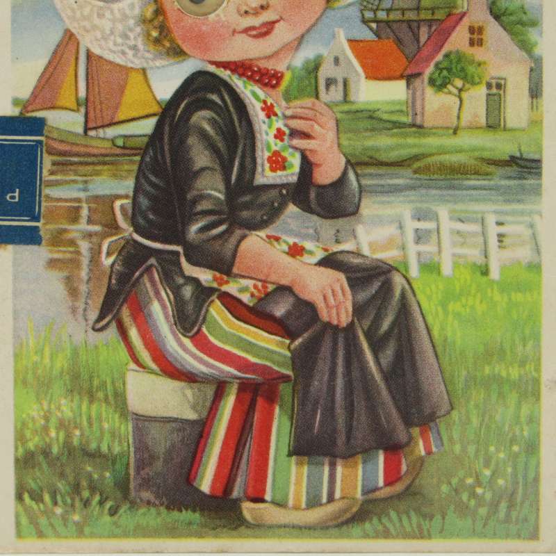 Vintage Dutch postcard with moveable eyes