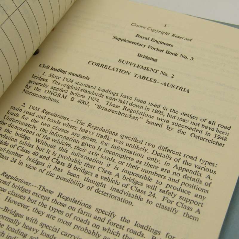 Royal Engineers Supplementary pocket book - Bridging 1957 ( issued 1963 )