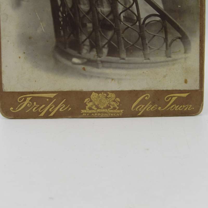 Antique photo of baby / young child standing on a chair taken by Tripp - Cape Town early 1900`s