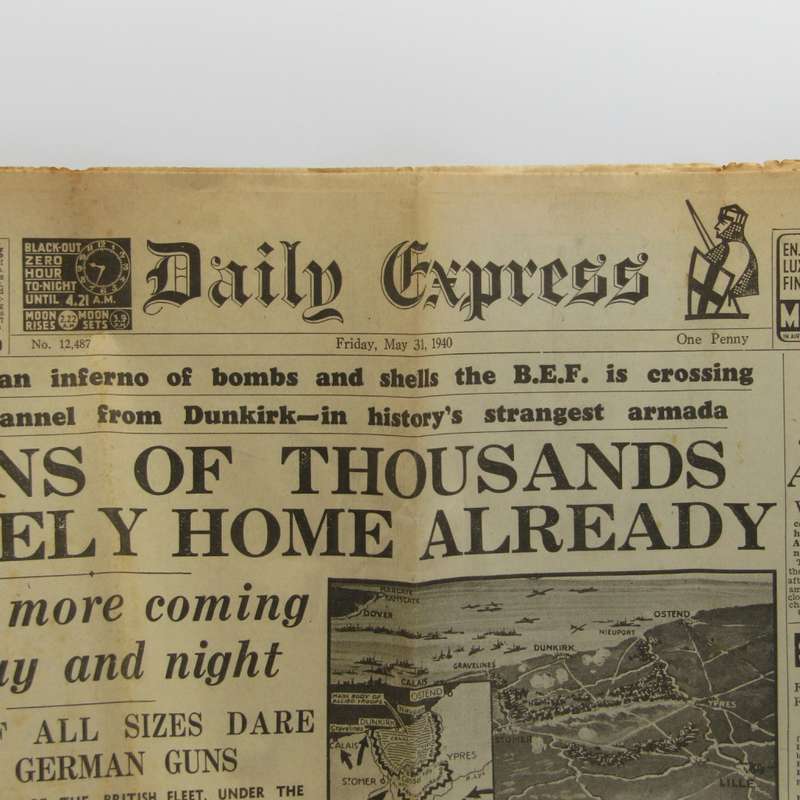 Rare Copy of the Daily Express for May 31st 1940 - This covers the retreat at Dunkirk