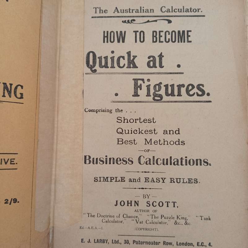 Vintage / Antique Lilliputian ready reckoner - EJ LARBY LTD