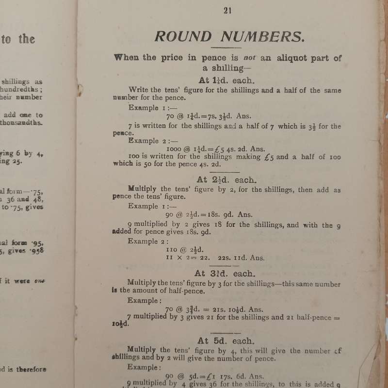 Vintage / Antique Lilliputian ready reckoner - EJ LARBY LTD