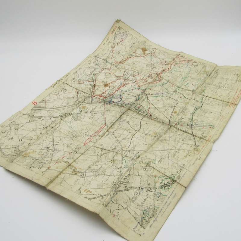 WW1 Trench Map on material - used by 42nd Infantry Brigade Feb 1916 - Boesinghe area