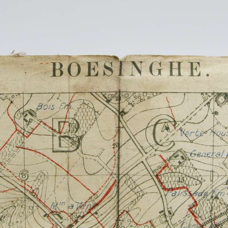WW1 Trench Map on material - used by 42nd Infantry Brigade Feb 1916 - Boesinghe area