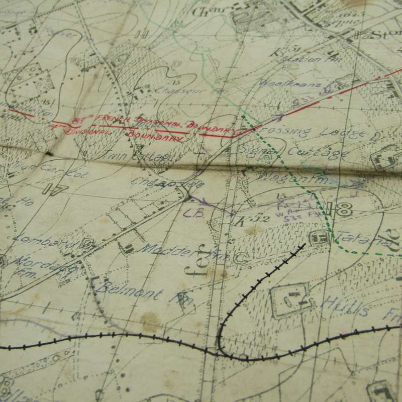 WW1 Trench Map on material - used by 42nd Infantry Brigade Feb 1916 - Boesinghe area