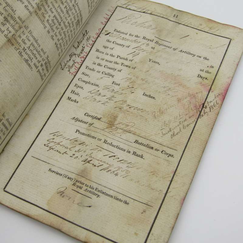 1853 British Royal regiment of Artillery Account book of Richard Holmes ( used 1854-1863 )