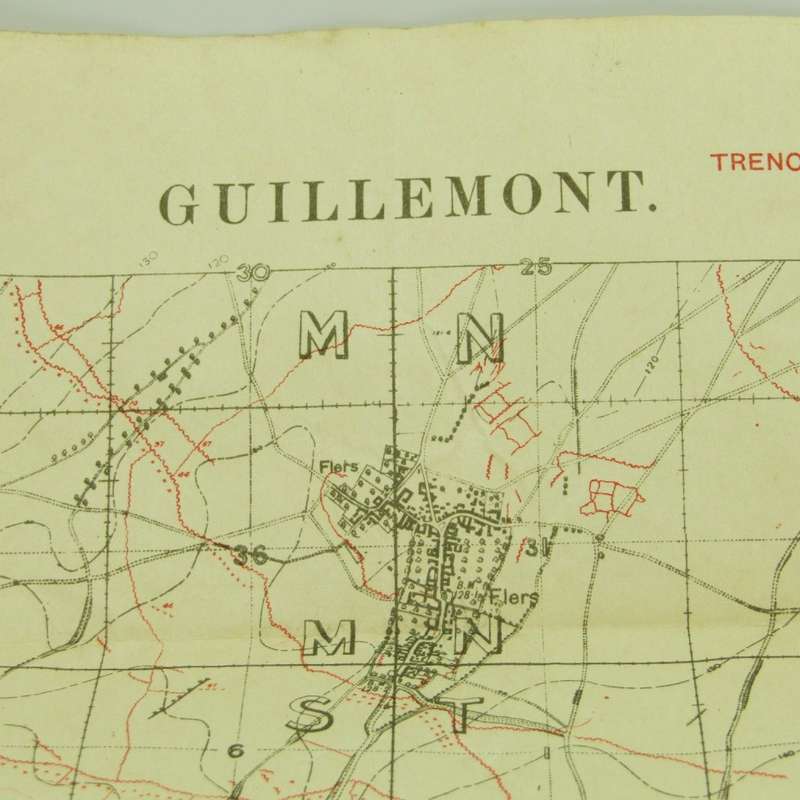 WW1 Trench Map of Guillemont 5/8/1916 - Just before the battle of early September 1916