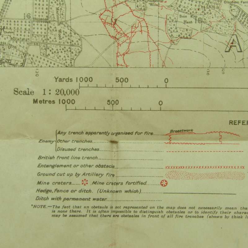 WW1 Trench Map of Guillemont 5/8/1916 - Just before the battle of early September 1916