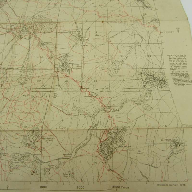WW1 Trench Map of Guillemont 5/8/1916 - Just before the battle of early September 1916