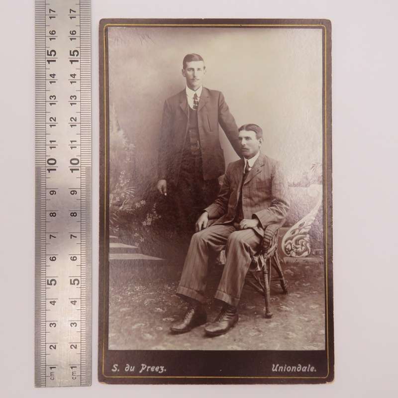 Rare photo of 2 brothers taken by photographer - S du Preez in Uniondale South Africa - Early 1900`s