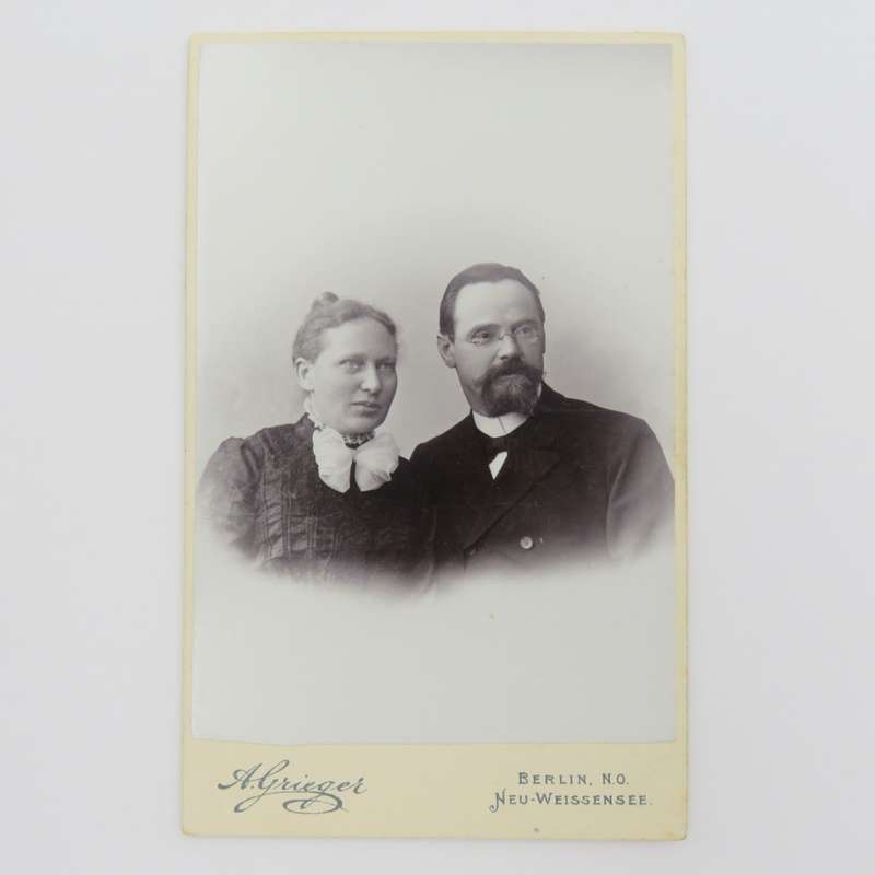 Late 1800`s Berlin photo of husband and wife - Reverend Schmidt and his wife who later emigrated to