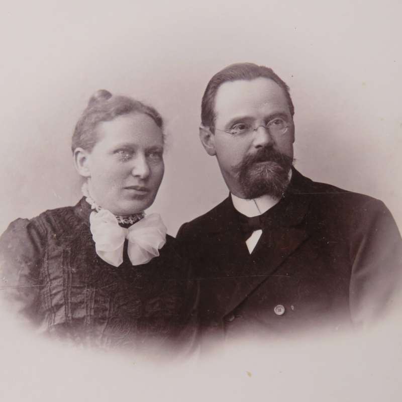 Late 1800`s Berlin photo of husband and wife - Reverend Schmidt and his wife who later emigrated to