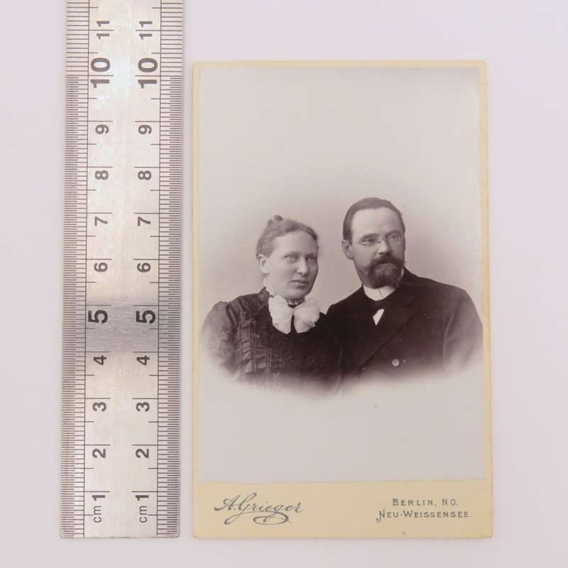Late 1800`s Berlin photo of husband and wife - Reverend Schmidt and his wife who later emigrated to
