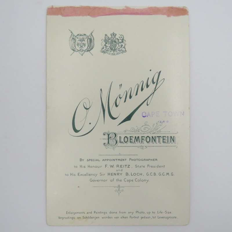 Antique large photo taken in Bloemfontein early 1900`s by photographer O Monnig. - Photo is of Husba