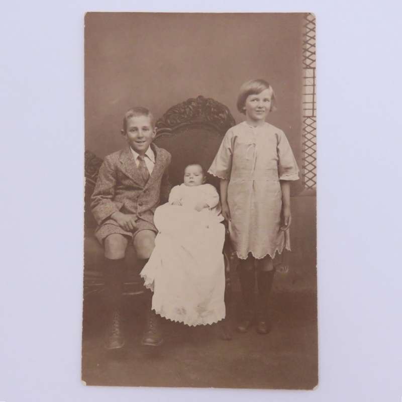 Vintage postcard 1930`s of 3 children from the Barnardt family - probably Uniondale area