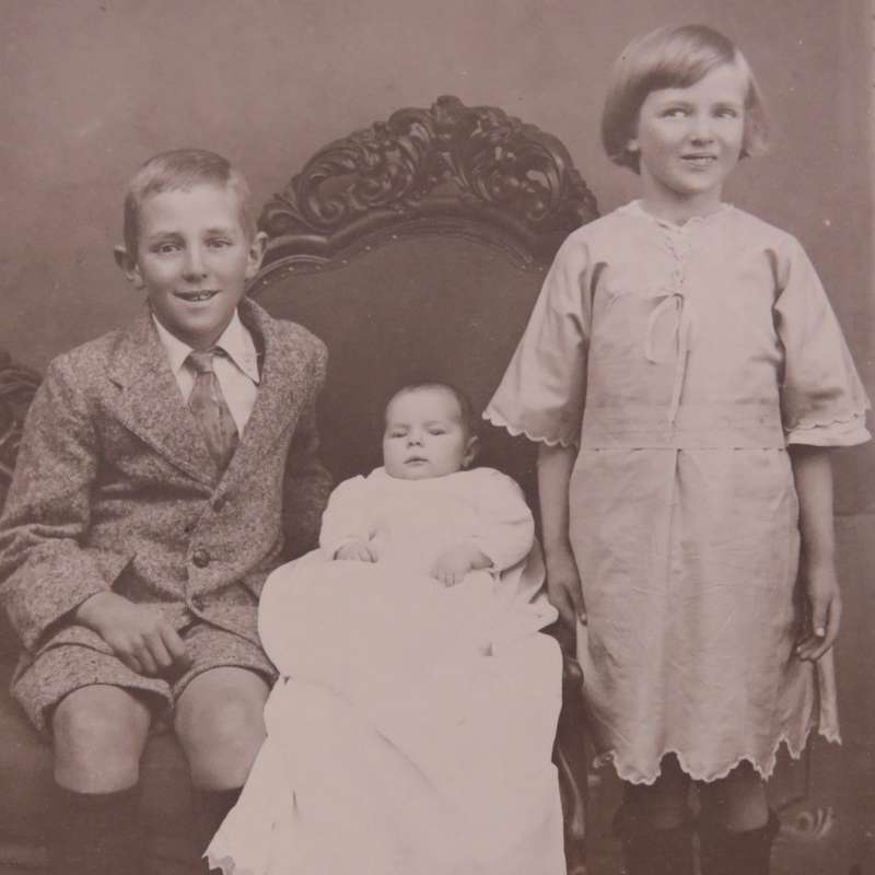 Vintage postcard 1930`s of 3 children from the Barnardt family - probably Uniondale area