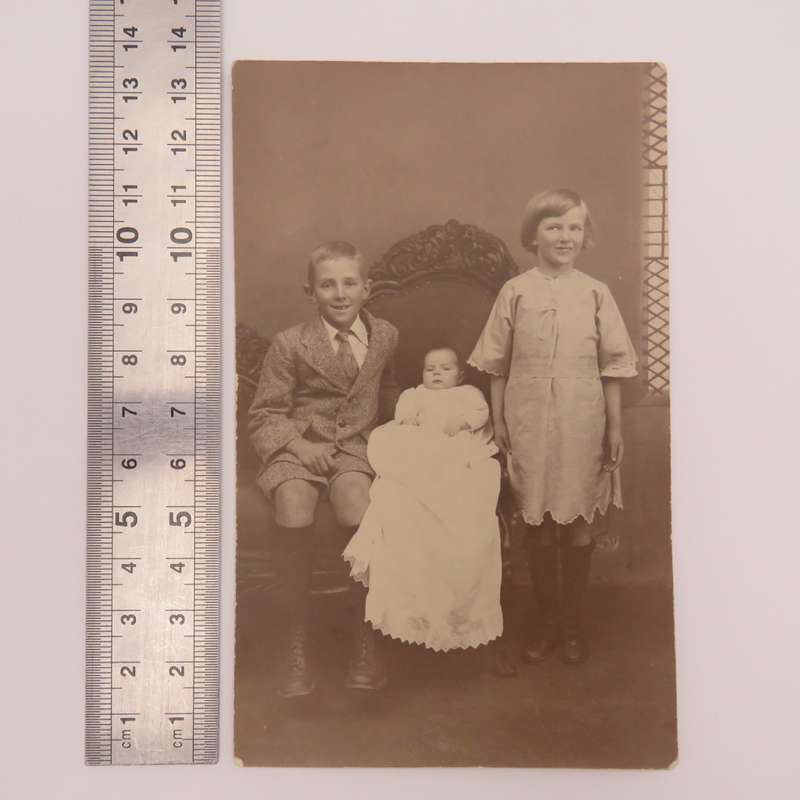 Vintage postcard 1930`s of 3 children from the Barnardt family - probably Uniondale area