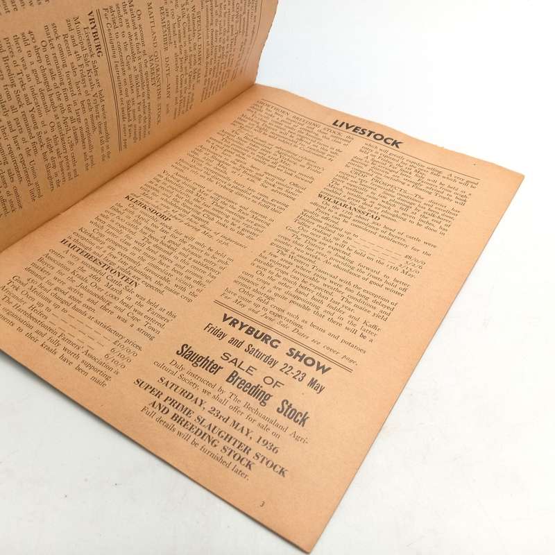 Slabbert Verster Malherbe SVN bulletin livestock sales bocklet - 1936