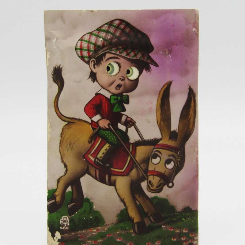 Unusual funny postcard 1934 Durban to Uniondale South Africa - moving eyes