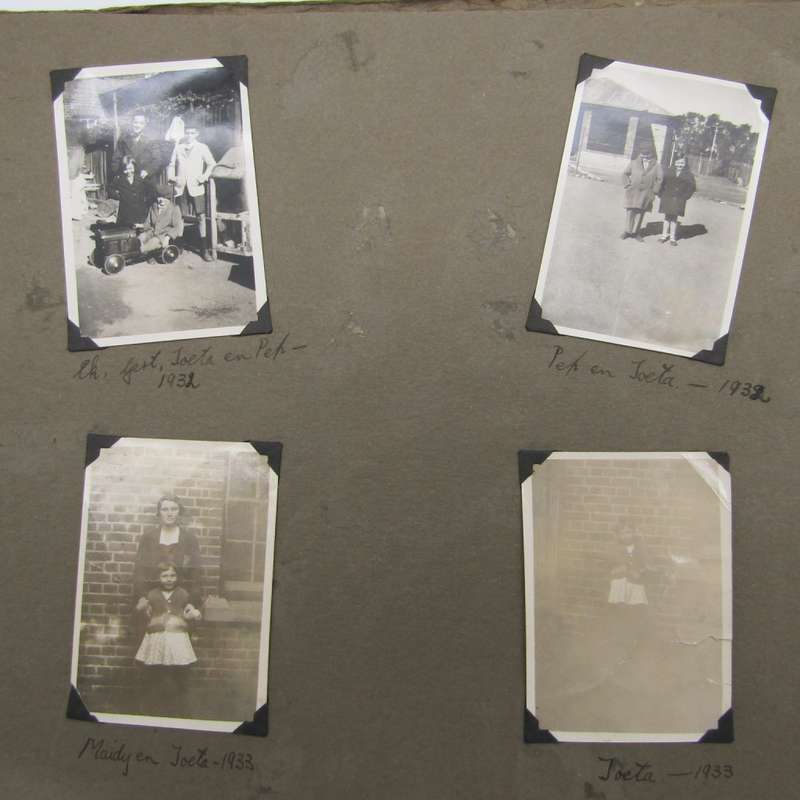 Album met meer as 70 fotos vanaf 1932 en aan - Families Barnardt, Kottich en ook fotos van Hasse