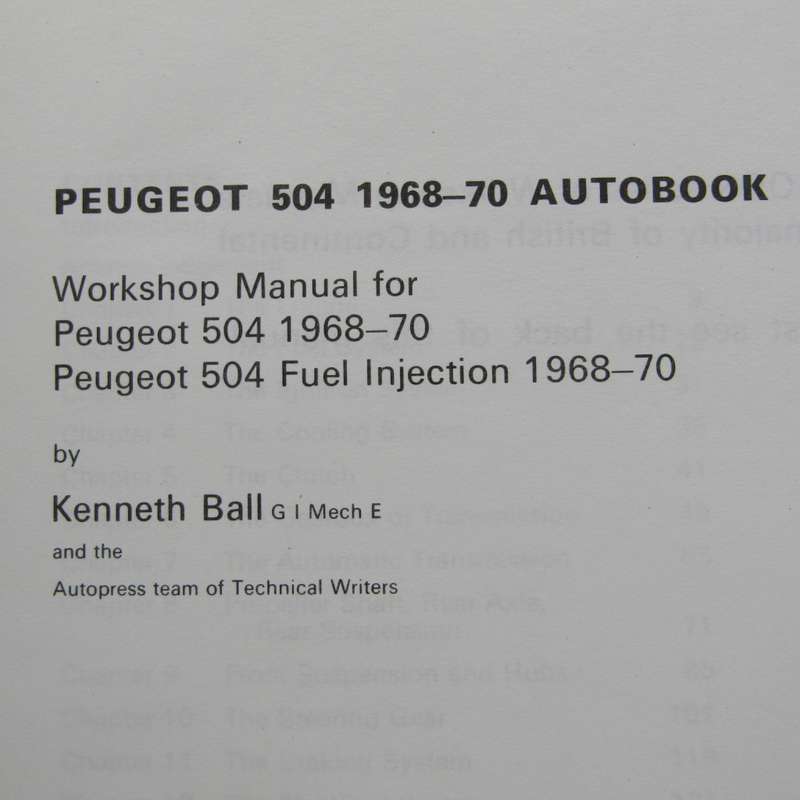 Autopress Ltd Peugeot 504 workshop manual for 1968-70 models