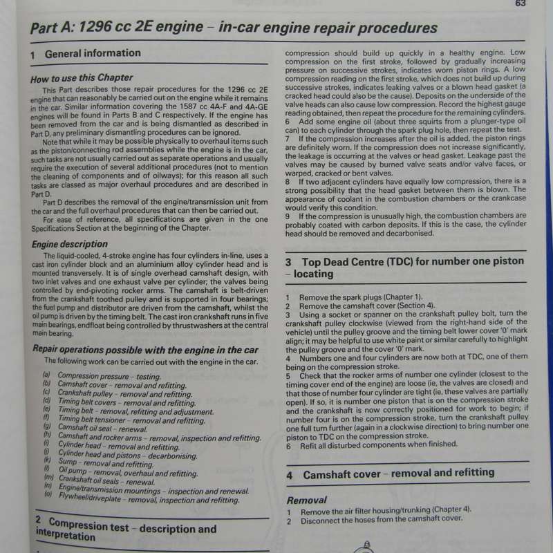 Haynes Toyota Corolla Owners workshop manual - 1987 to 1992 models