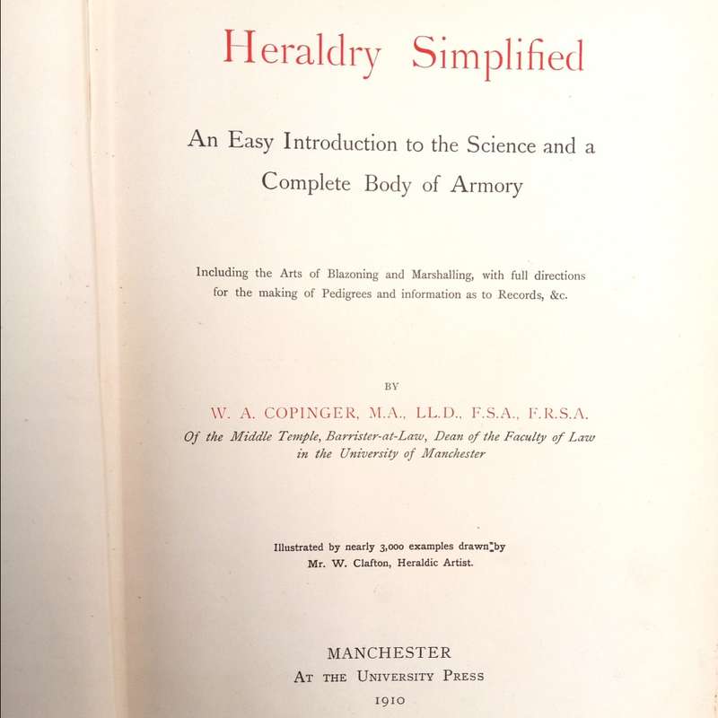 1910 First edition Heraldry Simplified - 1910 edition