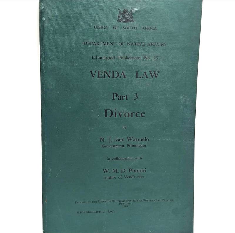 Union of South Africa Native Affairs Venda Law Divorce 1948