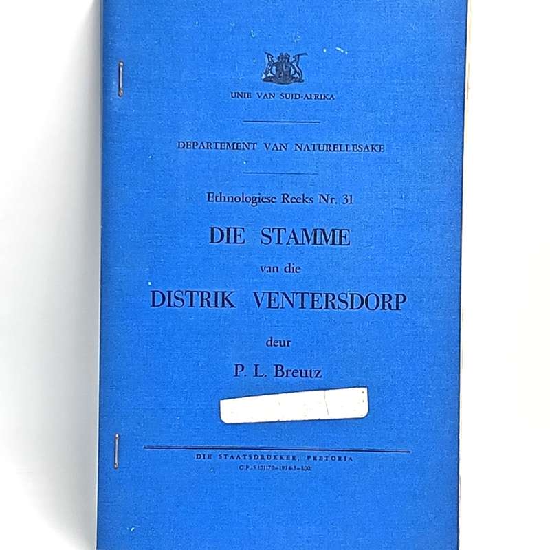 Unie van Suid Afrika Departement van Naturellesake Die stamme van die distrik Ventersdorp 1954