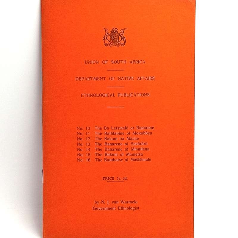 Union of South Africa Native Affairs Tribal info