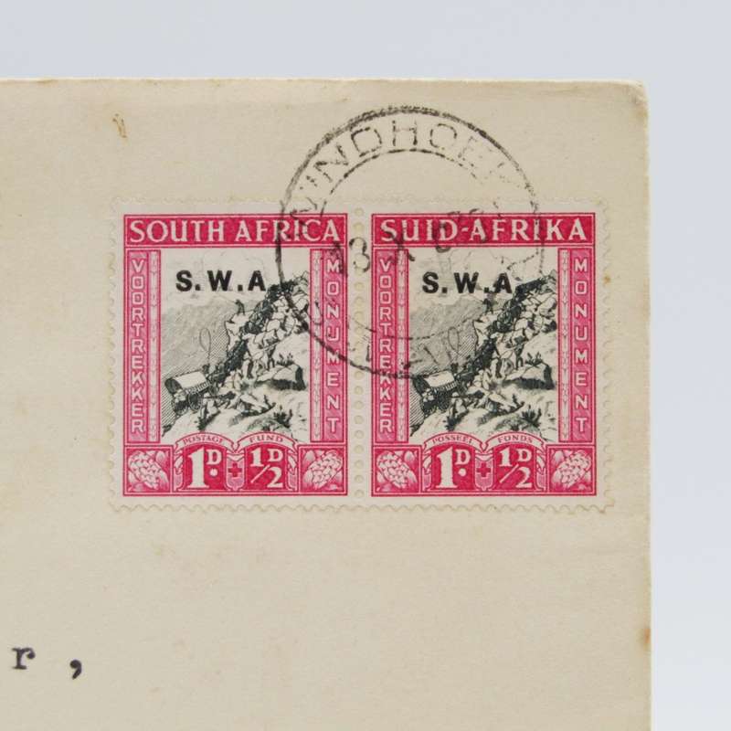 Voortrekker memorial fund set of South West Africa SWA overstamped pairs on Trek cover