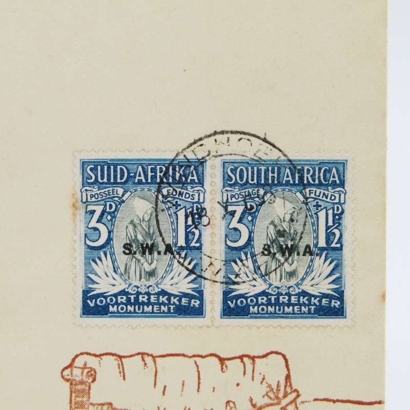 Voortrekker memorial fund set of South West Africa SWA overstamped pairs on Trek cover