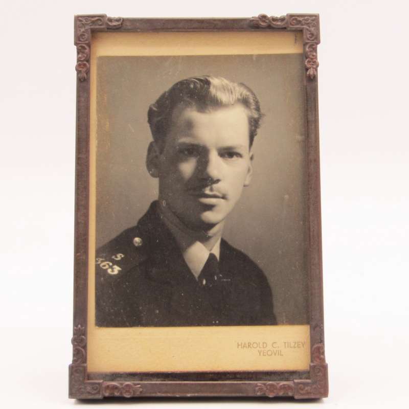 Antique WW1 Metal photo frame with photo of soldier