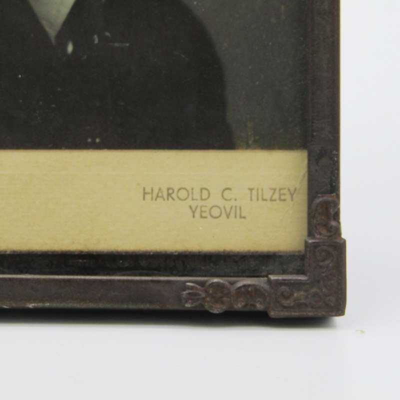 Antique WW1 Metal photo frame with photo of soldier