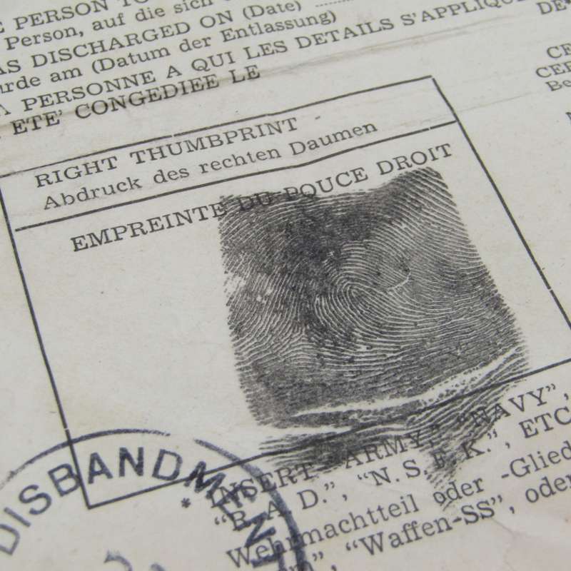 1946 Post WW2 Discharge paper - for Heinrich Pohl