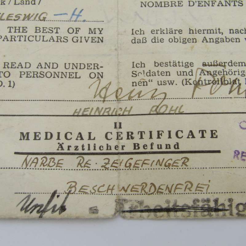 1946 Post WW2 Discharge paper - for Heinrich Pohl