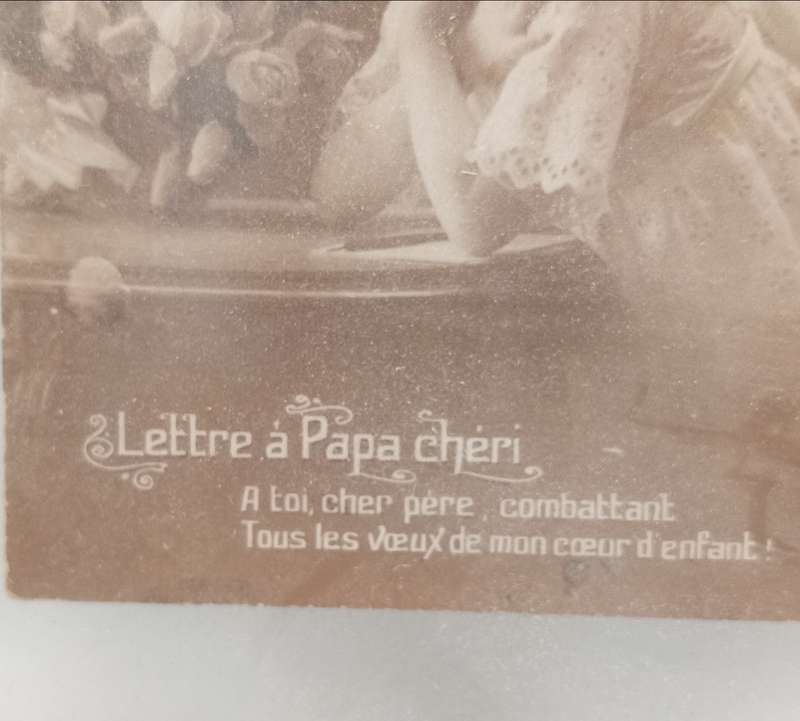 Lot of 3 x WW1 postcards in frame - 2 of them passed by censor