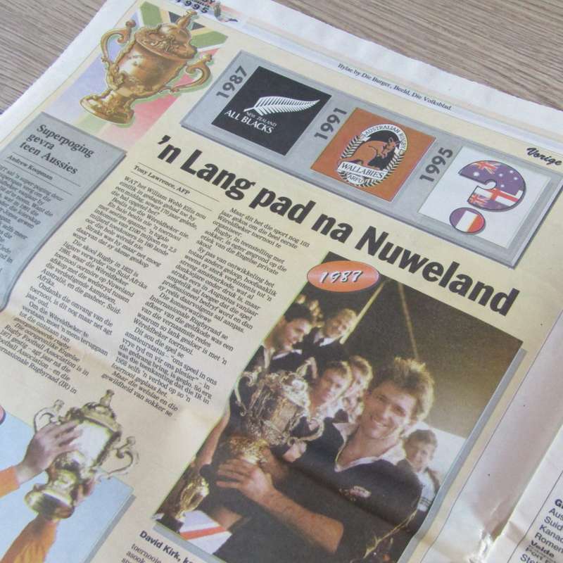 Burger / Beeld / Volksblad bylae - Rugby Wereldbeker 1995