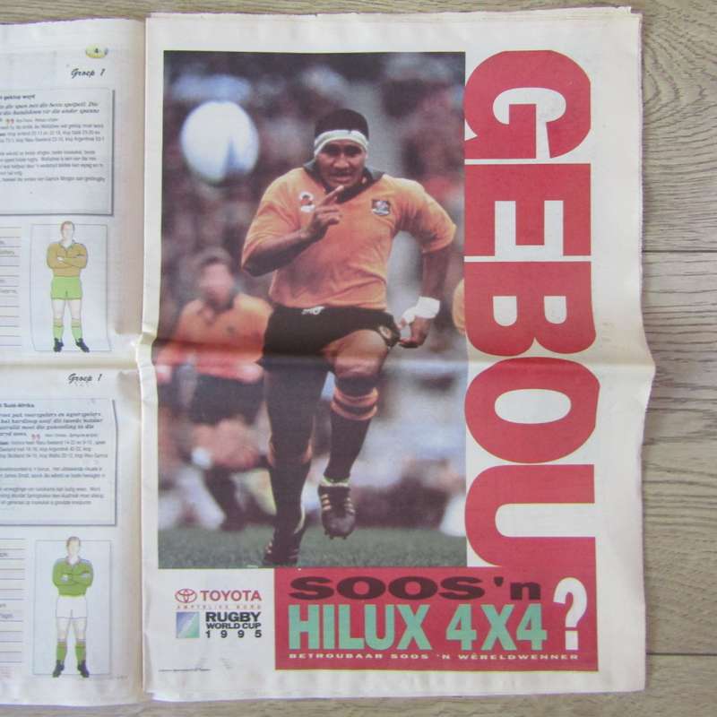 Burger / Beeld / Volksblad bylae - Rugby Wereldbeker 1995