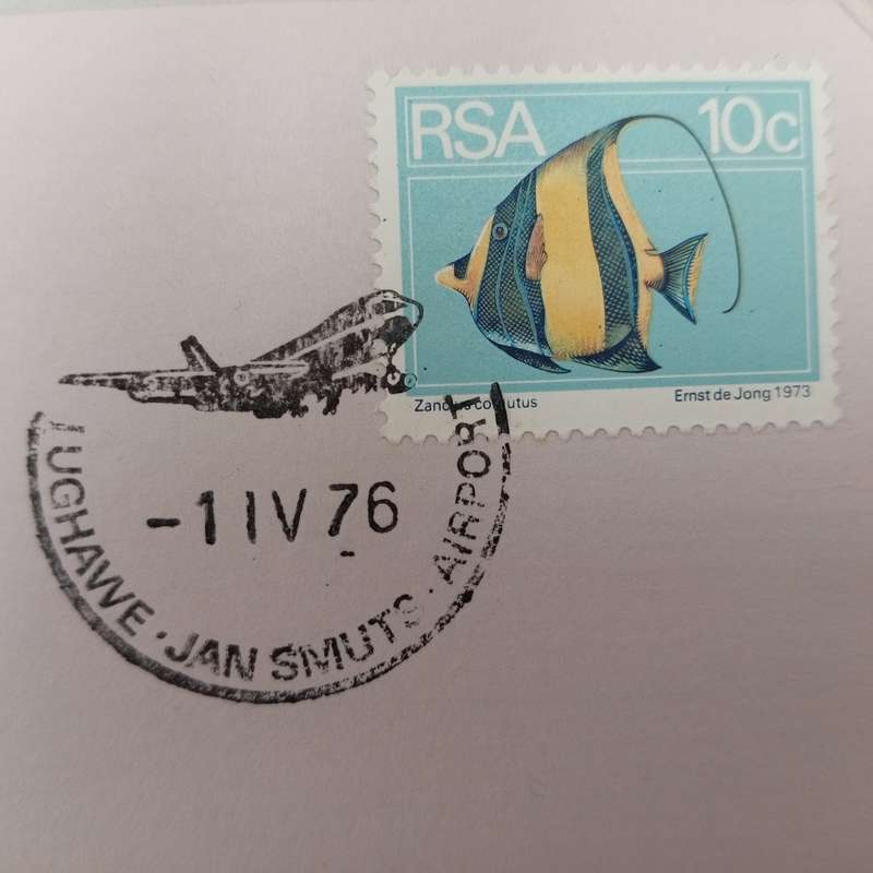 Pair of SAA flight covers no 5 - one on blue paper envelope and one on pink paper envelope