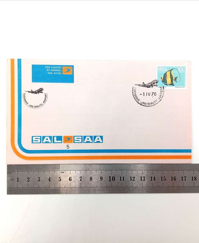 Pair of SAA flight covers no 5 - one on blue paper envelope and one on pink paper envelope