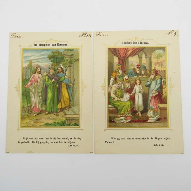 Set of 20 Antique Christian cards - Birth of Jesus to ascention to heaven